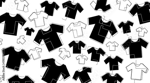 T shirt icons scattered across seamless clothing pattern, no seamless