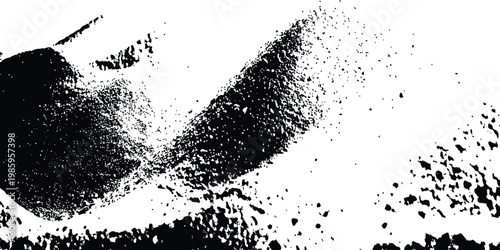 Minimal abstract black speckle and scratch texture on a clean white background