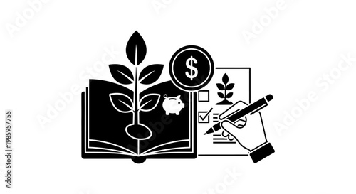 Conceptual illustration of financial growth and planning isolated on white