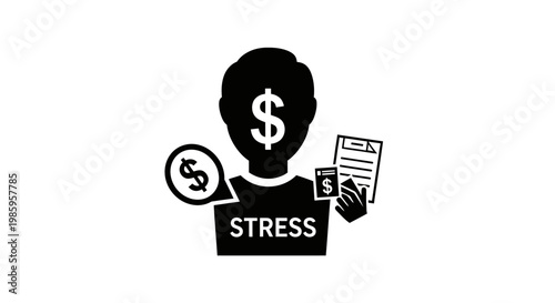 Conceptual illustration of financial stress and related issues in a monochrome style