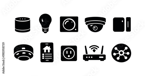 Collection of smart home device icons for modern living and automation
