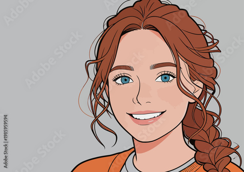 Portrait of a smiling redhead woman with braided hair