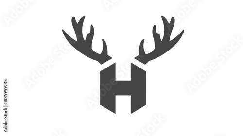 Abstract deer antlers logo isolated on white background symbol concept