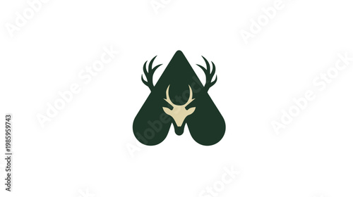 Abstract deer head silhouette design on white background for branding