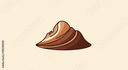 Stylized brown seashell with a creamy background