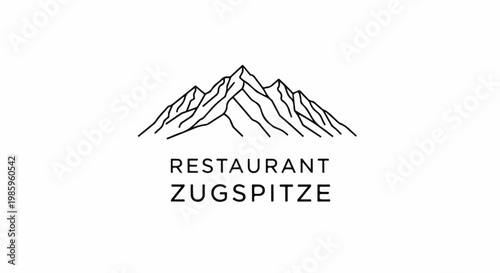 Minimalist mountain range logo with restaurant name below