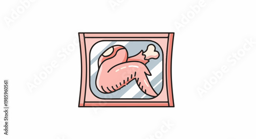 Packaged raw chicken wing with bone