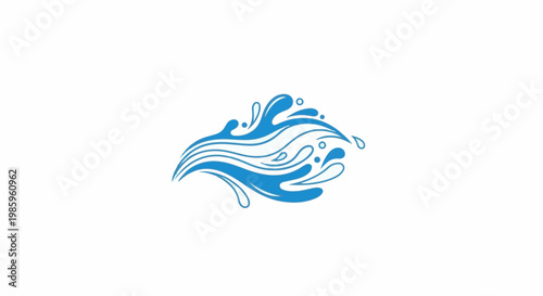 Stylized blue water splashes and waves in motion