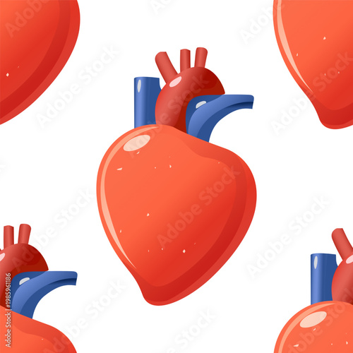 Human Heart Anatomy Seamless Pattern Medical Illustration Design