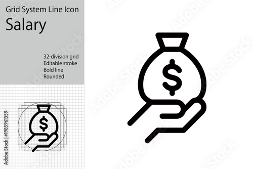 Salary and bonus icons, dollar-denominated savings