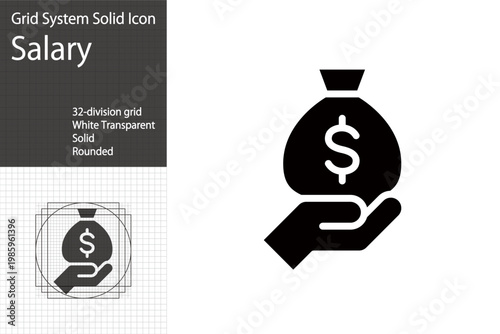 Salary and bonus icons, dollar-denominated savings