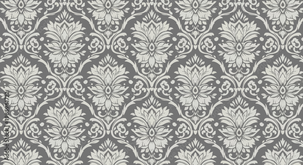 Fototapeta premium Classic seamless wallpaper featuring refined damask floral ornamentation