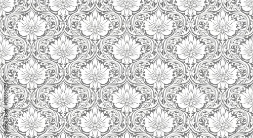 Sophisticated seamless damask design with elegant ornamental composition