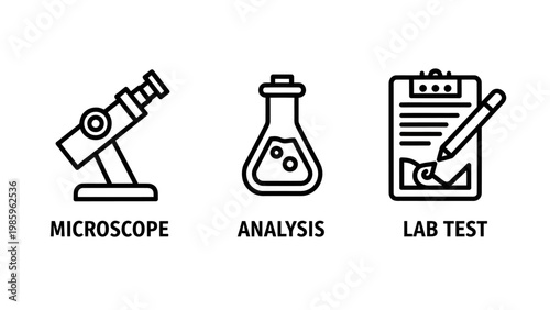 Microscope flask analysis lab test icons with icon set science icons laboratory icons microscope analysis research laboratory equipment chemistry experiment discovery examination medicine