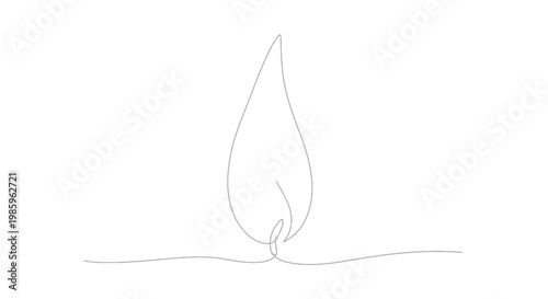 Minimalist Single Line Drawing of a Candle Flame