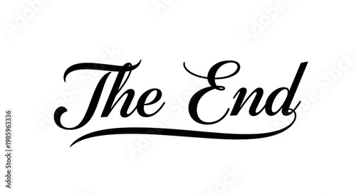 Elegant "The End" calligraphy text, isolated white background