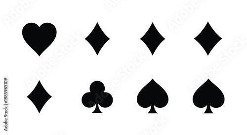 Playing card suits collection hearts diamonds clubs and spades