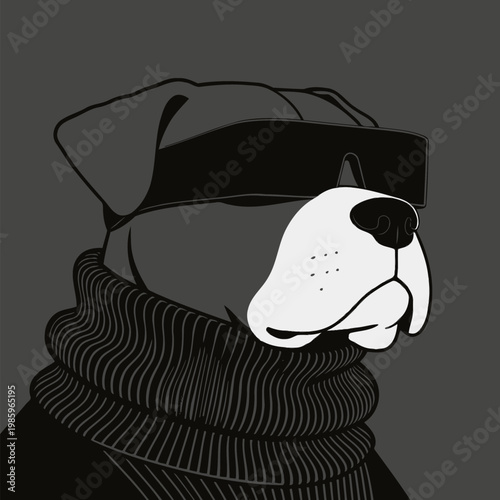 Stylish Dog with Sunglasses and Turtleneck Sweater