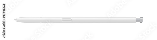 Realistic modern white and silver stylus isolated on transparent background. Vector PNG