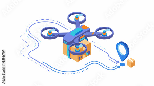 Drone delivers package with Free Shipping to customer via aerial route