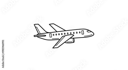 Airplane illustration on white background for travel and transportation