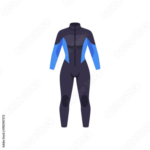 blue black diving suit, underwater scuba gear, colorful illustration