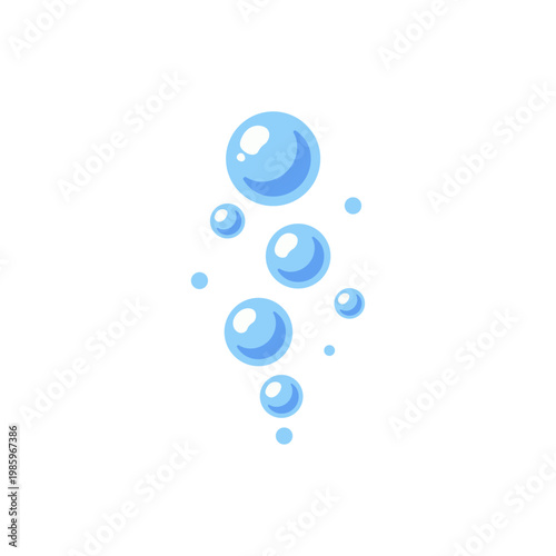 blue oxygen bubbles, underwater diving air symbol, colorful illustration