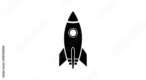 Black and white rocket ship isolated on white background symbol concept