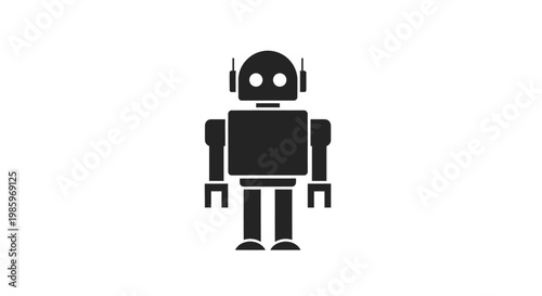 Black robot illustration isolated on white background artificial intelligence