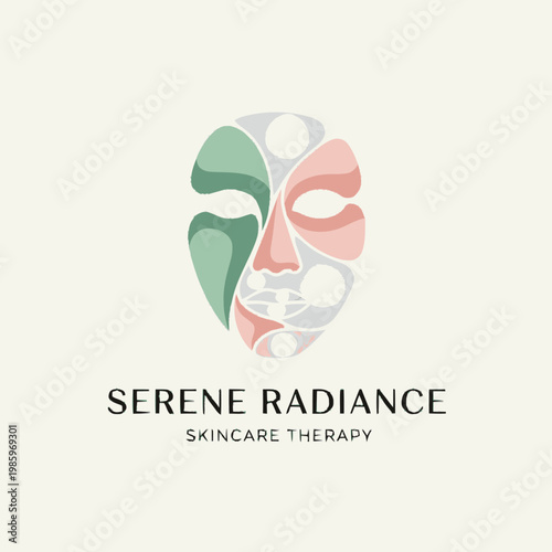 Serene Radiance Skincare Therapy Abstract Face Logo.