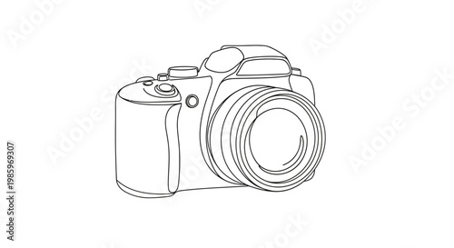 Camera illustration modern design on white background with copy space