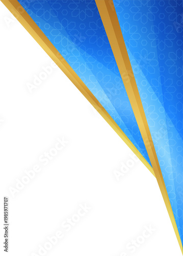 Modern Islamic Geometric Border Corner with Gold and Blue Accents