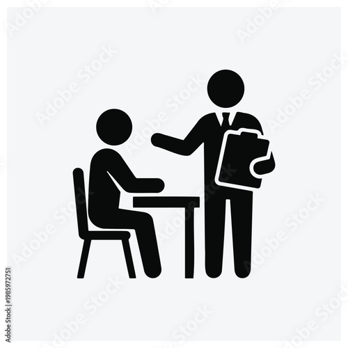 People discussing at a table silhouette icon.