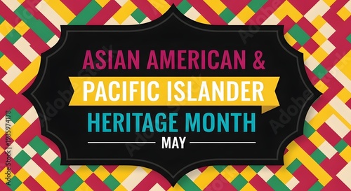 Asian american and pacific islander heritage month celebration banner with patterns.