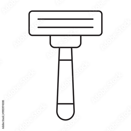 Simple black line icon of a shaving razor isolated on white background.
