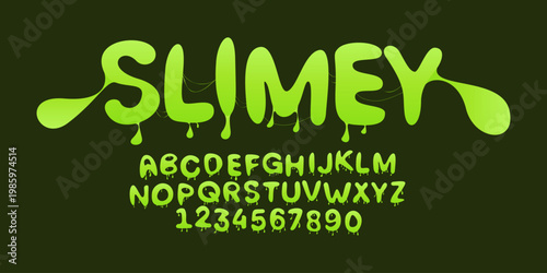 Vector green slime alphabet font with boogers design.