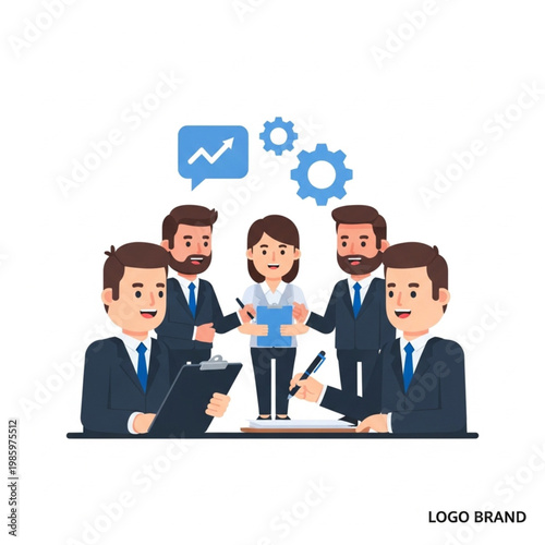 Business people discussing ideas together.