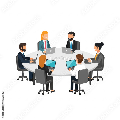 Business people sitting around table.