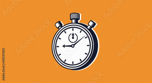 Stylized stopwatch on a vibrant orange background, symbolizing time