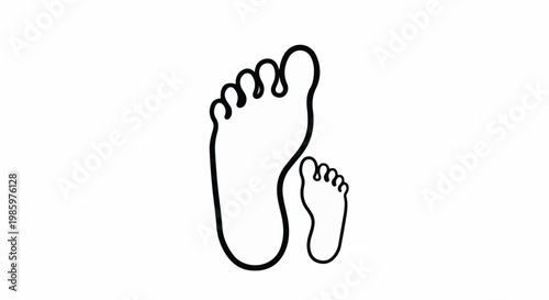 Two black outlines of human feet, one large and one small