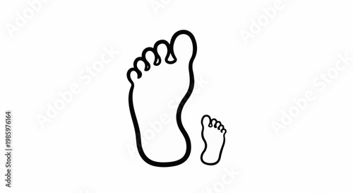Two foot outlines, one large and one small, on a white background