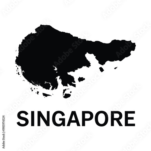 A stark black silhouette of singapore s landmass is displayed above its name in bold text