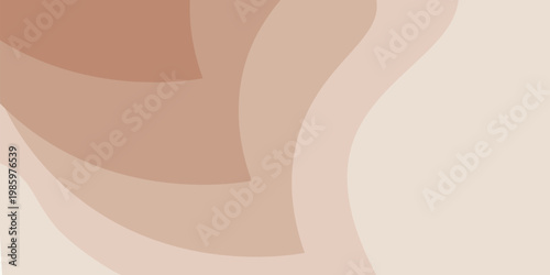 Abstract vector background with wavy organic shapes in neutral earth tones. Minimalist elegant design with beige, tan, and brown overlapping layers. Modern flat aesthetic backdrop.