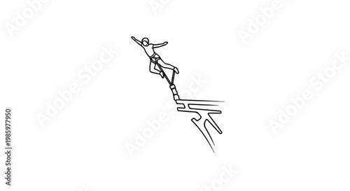 Person suspended mid-air, attached to a bungee cord, about to jump from a platform