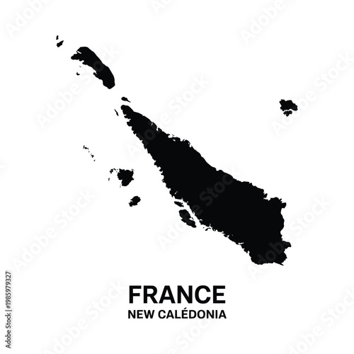A minimalist black map of new caledonia an island nation with the text france new caledonia