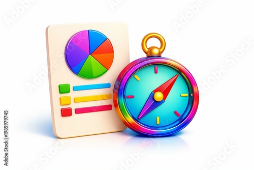 Colorful compass and analytics chart representing data navigation and insights