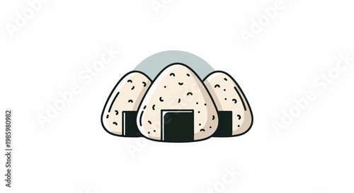 Three triangular rice balls with dark centers, shaded gray top