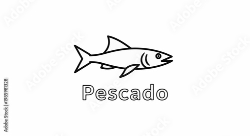 A simple line drawing of a fish with the word "Pescado" below it