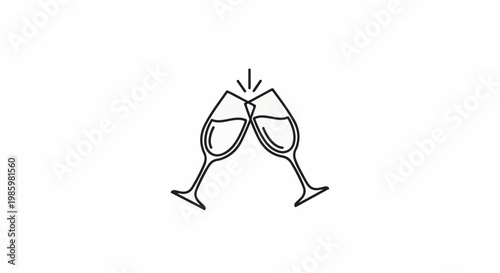 Two champagne glasses clinking with celebratory sparkles