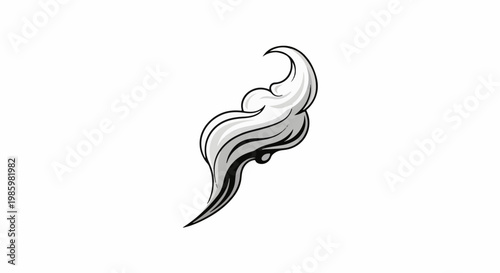 Stylized wisps of gray smoke curl and swirl against a white background